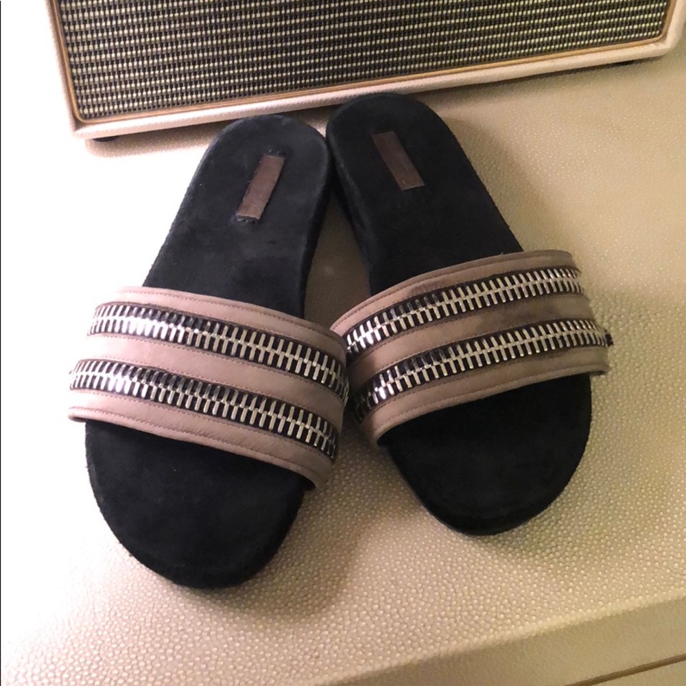 All saints slides leather with zippers